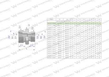 Złączka hydrauliczna redukcyjna metryczna BB M14x1.5 08L / M12x1.5 06L (XG) Waryński ( sprzedawane po 5 )