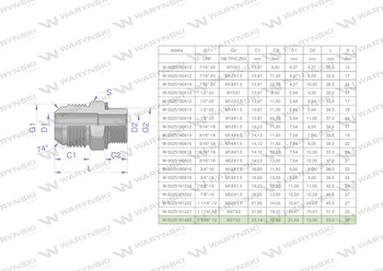 Przyłączka hydrauliczna BB 1 5/16"UNF (JIC) x M27x2 (XGE) Waryński ( sprzedawane po 2 )