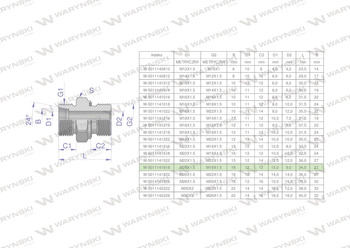 Przyłączka hydrauliczna metryczna BB (XGE) M26x1.5 18L x M18x1.5 ED Waryński ( sprzedawane po 2 )