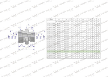 Złączka hydrauliczna redukcyjna metryczna BB M36x2 28L / M26x1.5 18L (XG) Waryński