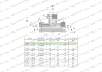 Trójnik hydrauliczny metryczny BBB M12x1.5 06L (XT) Waryński ( sprzedawane po 2 )