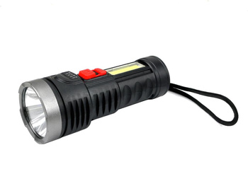 Latarka uniwersalna obudowa z ABS diody LED XPE COB 250 lm z funkcją warsztatową ładowana USB Teger