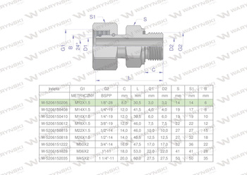Przyłączka hydrauliczna AB (EVGE) M12x1.5 06L x 1/8" BSP ED Waryński ( sprzedawane po 2 )