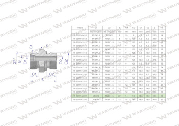 Przyłączka hydrauliczna metryczna BB (XGE) M30x2 22L x M22x1.5 ED Waryński ( sprzedawane po 2 )