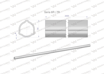 Rura trójkątna zewnętrzna Seria 6R i 7R do wału przegubowo-teleskopowego 54x4mm 2m WARYŃSKI (sprzedawane po 2)