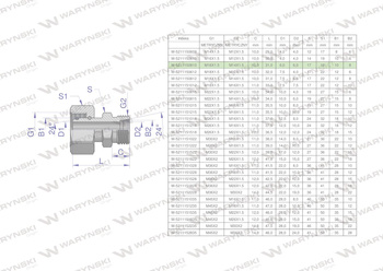 Złączka hydrauliczna metryczna AB (XKOR) A-M16x1.5 10L / B-M14x1.5 08L Waryński ( sprzedawane po 2 )