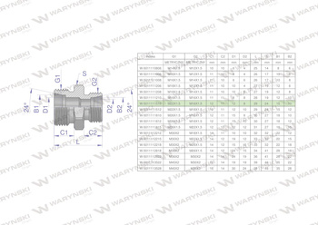 Złączka hydrauliczna redukcyjna metryczna BB M22x1.5 15L / M16x1.5 10L (XG) Waryński ( sprzedawane po 10 )