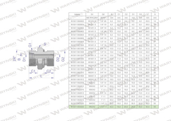 Przyłączka hydrauliczna BB (XGE) M52x2 42L x 1 1/4" BSP ED Waryński