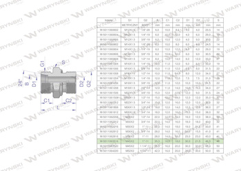 Przyłączka hydrauliczna BB (XGE) M45x2 35L3 35L x 1" BSP ED Waryński