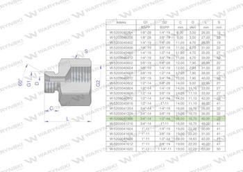 Tulejka różnicowa hydrauliczna calowa AB 3/4"GZ x 1/2"GW BSP Waryński ( sprzedawane po 2 )