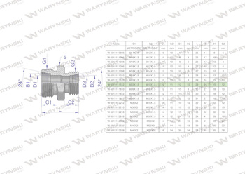 Złączka hydrauliczna redukcyjna metryczna BB 22/18  M22x1.5 15L / M18x1.5 12L (XG) Waryński ( sprzedawane po 10 )