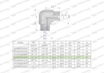 Kolanko hydrauliczne calowe BB 1/2" BSP (XW) Waryński ( sprzedawane po 5 )