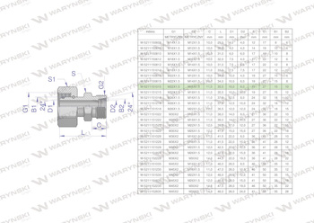 Złączka hydrauliczna metryczna AB (XKOR) A-M22x1.5 15L / B-M16x1.5 10L Waryński ( sprzedawane po 5 )
