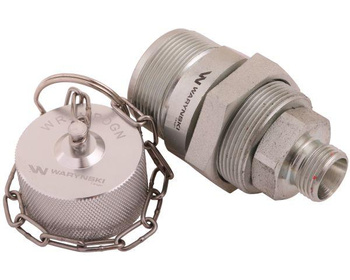 Komplet - Zawór gniazdo (Bizon) M18x1.5 skręcane (ZSR6160101) z gwintowaną pokrywą/osłoną aluminiową Waryński