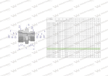 Złączka hydrauliczna redukcyjna metryczna BB M30x2 22L / M26x1.5 18L (XG) Waryński