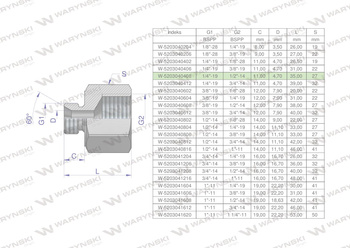 Tulejka różnicowa hydrauliczna calowa AB 1/4"GZ x 1/2"GW BSP Waryński ( sprzedawane po 2 )
