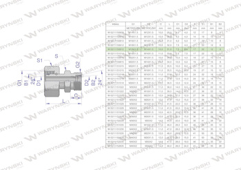 Złączka hydrauliczna metryczna AB (XKOR) A-M18x1.5 12L / B-M14x1.5 08L Waryński ( sprzedawane po 2 )