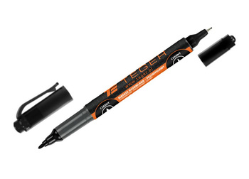 Marker budowlano - przemysłowy - czarny / dwustronny (końcówka 0.5/1.0 mm tusz czarny permanentny wodoodporny ) / TEGER (sprzedawane po 12 szt.)