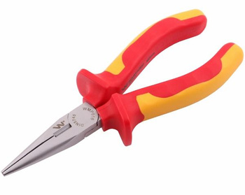 Szczypce izolowane, wydłużone proste 160 mm. VDE. Waryński
