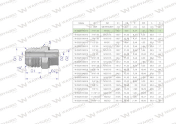 Przyłączka hydrauliczna BB 7/16"UNF (JIC) (JIC) x M10x1 (XGE) Waryński ( sprzedawane po 2 )