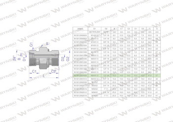 Przyłączka hydrauliczna (odmiana ciężka XGE) BB M24x1.5 16S x 1/2" BSP ED Waryński ( sprzedawane po 5 )