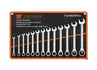 Zestaw kluczy płasko-oczkowych z grzechotką 13 szt / TEGER