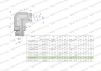 Kolanko hydrauliczne nastawne BB M30x2 22L x 3/4"BSP z regulacją Waryński