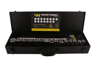 Zestaw nasadek 3/4 z odporną grzechotką i rękojeścią przegubową 17 el Waryński