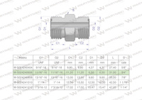 Złączka hydrauliczna calowa BB 11/16" ORFS (UNF) Waryński ( sprzedawane po 2 )