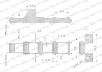 Łańcuch podajnika S45 łapka SD co 4 ogniwa 5m Waryński