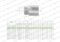 Tulejka różnicowa hydrauliczna metryczna AB M14x1.5 08L GZ x M12x1.5 GW Waryński ( sprzedawane po 2 )