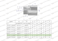 Tulejka różnicowa hydrauliczna metryczna AB M26x1.5 18L GZ x M22x1.5 GW Waryński