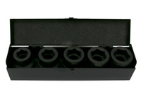 Zestaw nasadek udarowych 1" 5 cz. 24. 27. 30. 32. 33 mm ze stali CrMo DIN 3129 Waryński